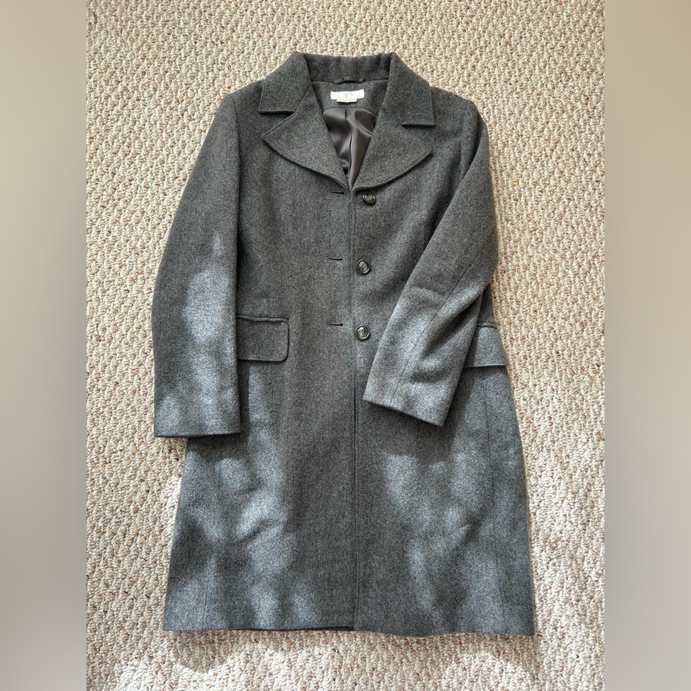 Classic Women's Wool Blend Gray Overcoat